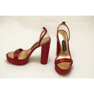 JESSICA RICH Satin Red Burgundy Platform Sandal Size 9US / 39EU